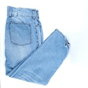 Blue Revival Women Light Wash Denim High Rise Tapered Straight Leg Whiskered 32